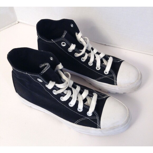 NOBO Y2K Platform Sneakers Wn 11 Black High Top Chunky Lug Sole Grunge Shoes - Picture 2 of 12